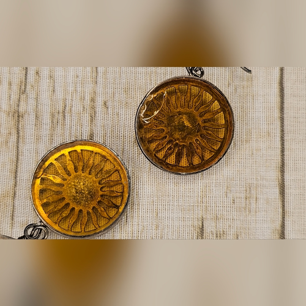 Vintage 90s Sun Glass Earrings  Gold Tone - Picture 4 of 6